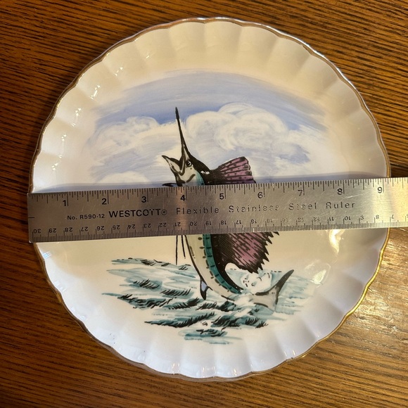Vintage Hand Painted Sailfish Plate - Picture 3 of 5